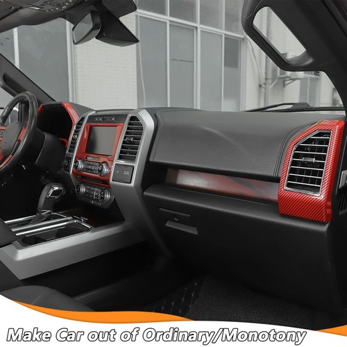 Interior Decoration Accessories Trim Cover Kit For Ford F-150 2015-20 Red Carbon - Picture 2 of 9