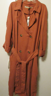 $115 Max Jeans ''Adobe'' Dbl Breasted Tencel Drape Long Length Jacket Coat M NWT 