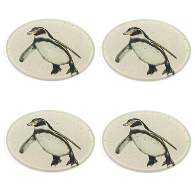 Glas Untersetzer Schwarz Ingwer Pinguin Tier Rund Tee Kaffee 4er Set Kat Jackson