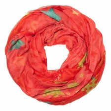 Loop Scarf with Stars Leo Pattern Red Women Tube Scarf Round Scarf Shawl Lightweight