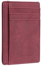 Front Pocket Minimalist Leather Slim Wallet RFID Blocking Medium Size Purple