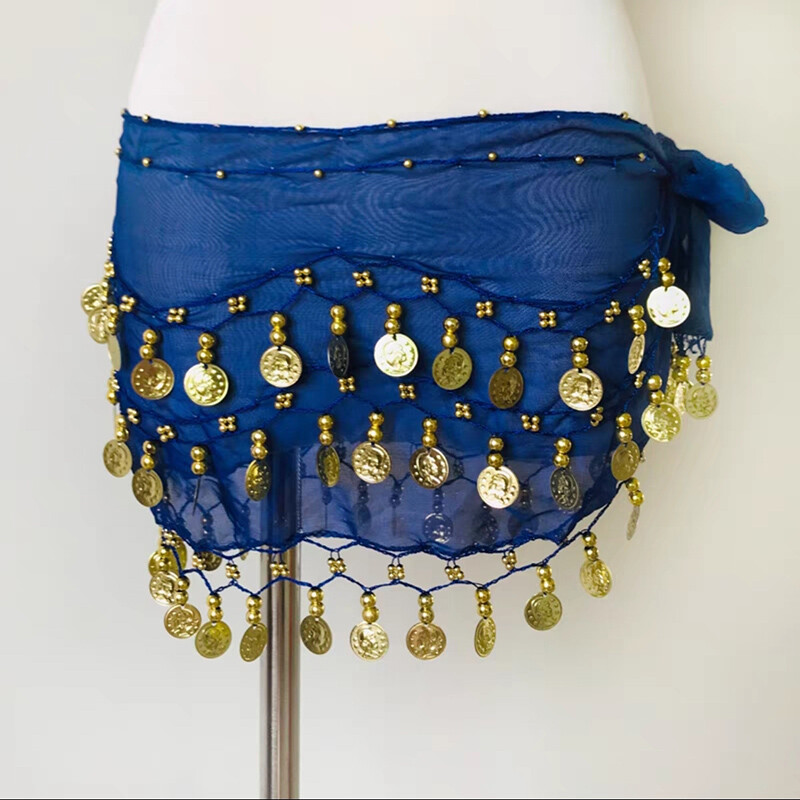 1X 3Rows Belly Dance Dancing Hip Scarf Belt Chain Skirt Golden Tone 98