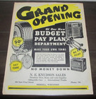 9" x 11.5" Merrill Wisconsin N. E. Knudson Sales Store Grand Opening Paper Sheet — photo 1