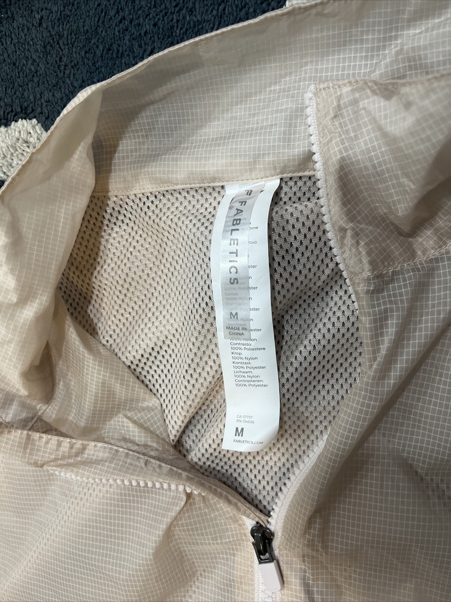 はに  Fabletics Windbreaker Womens M Beige Half Zip Pullover Vented