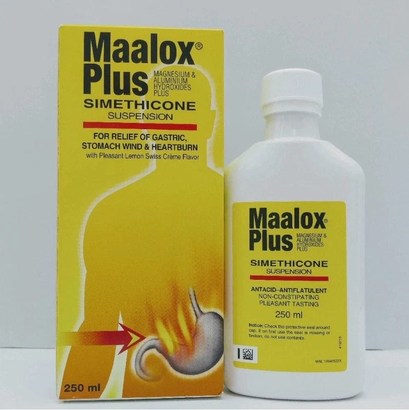 4 X Maalox Plus SIMETHICONE Suspensión 250 ml para gástrico, viento estomacal y aferrazón Foto 4 de 4