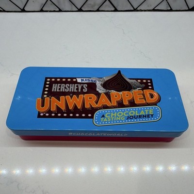 Hershey's Chocolate World Collectible Tin Box Blue Pink Silver Candy Theme