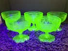 VTG Green Uranium Anchor Hocking Cameo Ballerina Sherbet Glasses Dishes Lot of 5