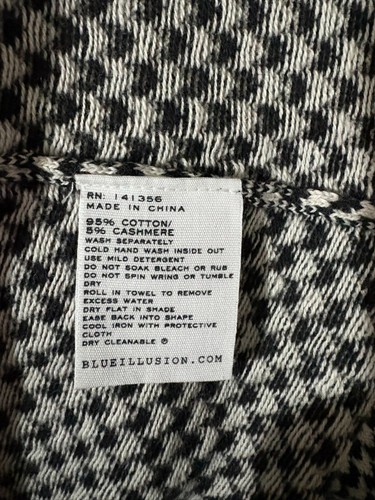Blue Illusion Cardigan XS Black White Cashmere Blend Herringbone New With Tags - Picture 9 of 9