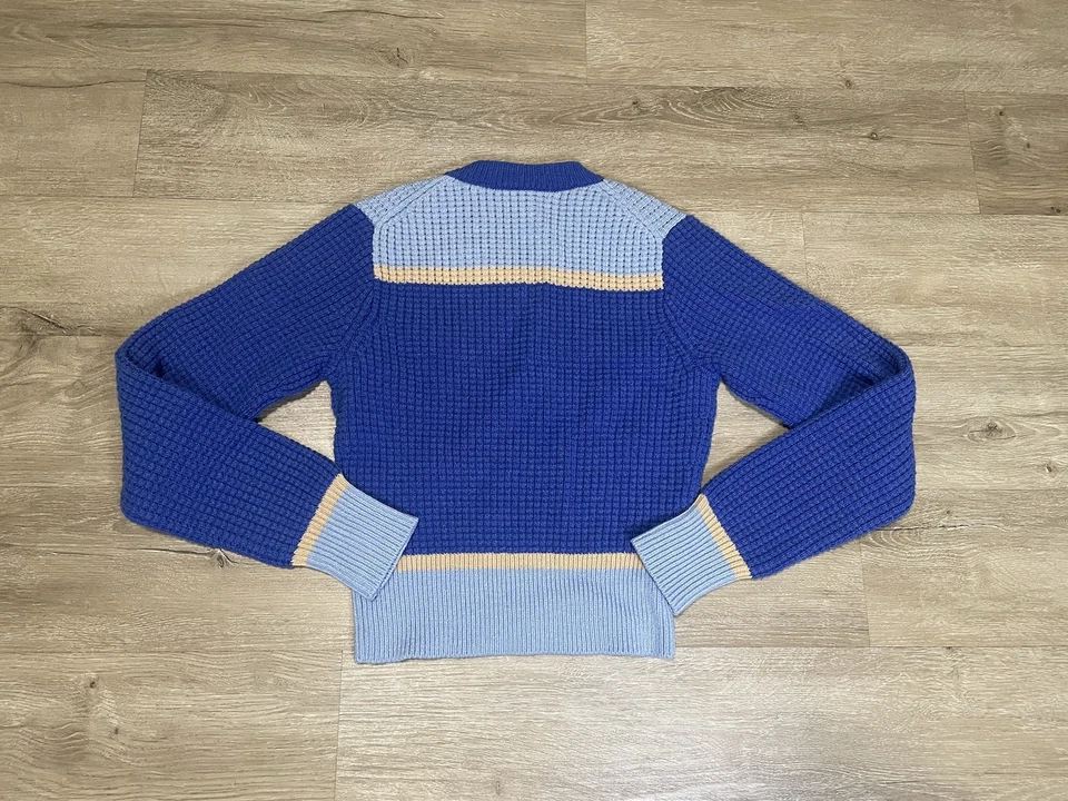 Suéter tejido en bloques de colores MARNI X UNIQLO para mujer talla S recortado cuello en V rayas azul Foto 2 de 4