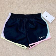 NWT Nike Little Girls' Tempo 3  Shorts in Black/Citron Tint Sz 6X