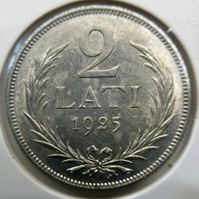 1925 Latvia 2 Two Lati Silver Coin - a Extremely FIne - Latvijas Republika