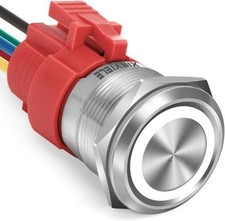 22mm Latching 12V Push Button Switch On Off Waterproof Stainless Steel LED