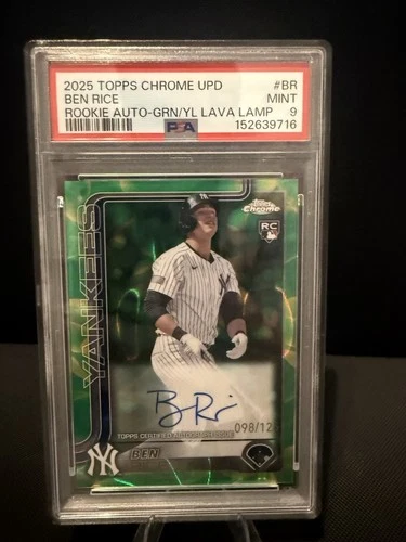 2025 Topps Chrome Update Ben Rice Rookie Lava Lamp Auto Green/Yellow #/125