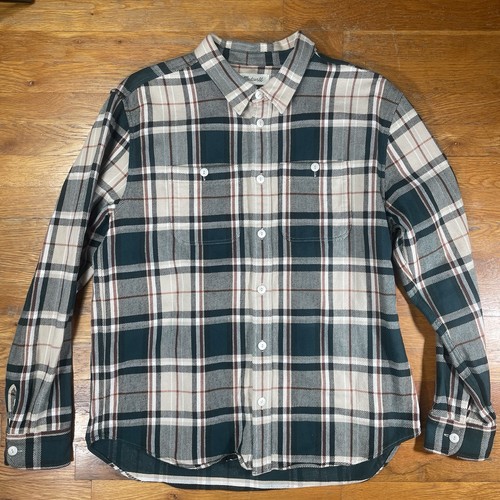 Madewell Men's Twill Easy Button Up Shirt sz L Peterson Plaid / Smokey Spruce
