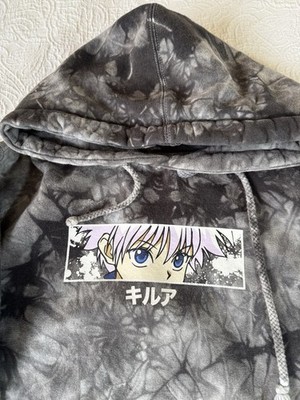 Hypland x Hunter x Hunter Killua Eye Black Gray White Tie Dye Hoodie Size Small