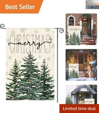 Merry Garden Flag 12x18 Inch Tree Double Sided Outside, Winter Festive Holida...