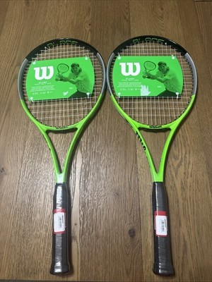 Pair NEW Wilson Blade Feel RXT 105 16x19 4 1/4'' Factory Strung Lime Green Qty 2