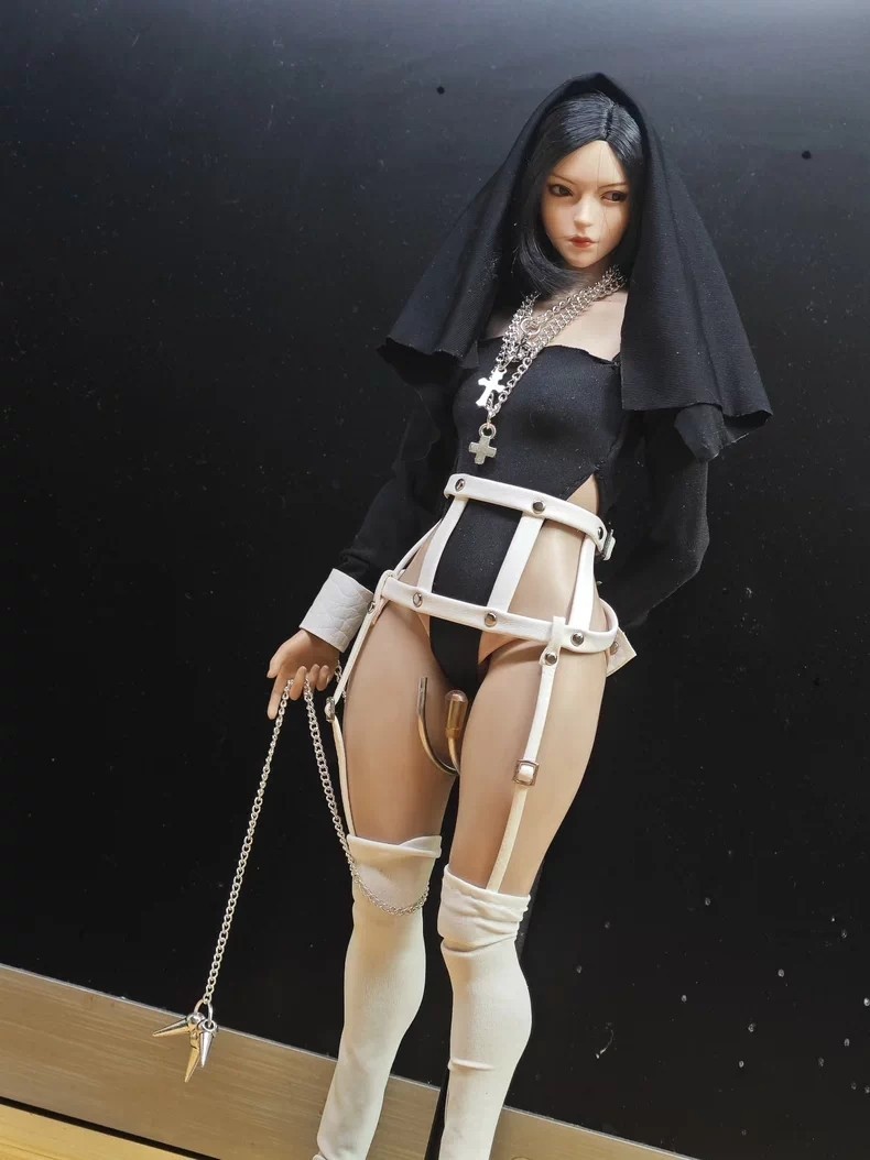 Conjunto de ropa de niña traje de monja para mujer 1/6 ajuste figura de acción de silicona de 12" juguetes corporales
