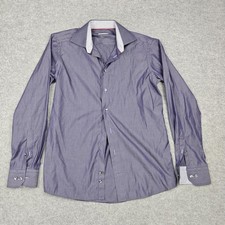 Eton Dress Shirt Mens 15.5 34/35 Purple Slim Fit Long Sleeve Spread Collar