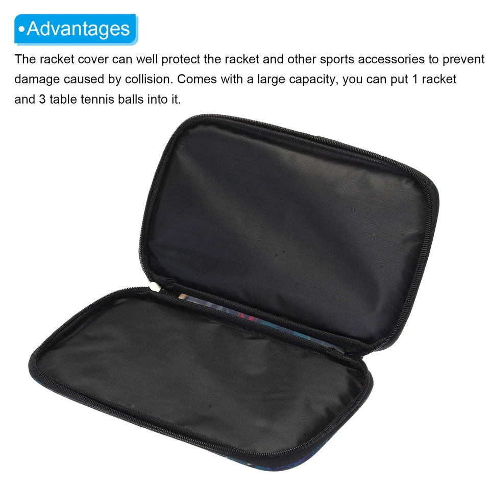 Funda protectora para raqueta de tenis de mesa de 11"x7", bolsa de transporte de pádel de tenis de mesa, azul Foto 4 de 4