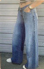 REWASH- NEW YORK • LOS ANGELES LOOSE WIDE LEG SZ-13/31 EFFORTLESS DENIM LOW RISE