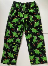 Youth Boys Christmas Dino Santa Hat Pajamas pants Size L