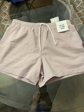 NWT Men s Abercrombie and Fitch Pink 5 Seersucker Swim Trunks Medium M