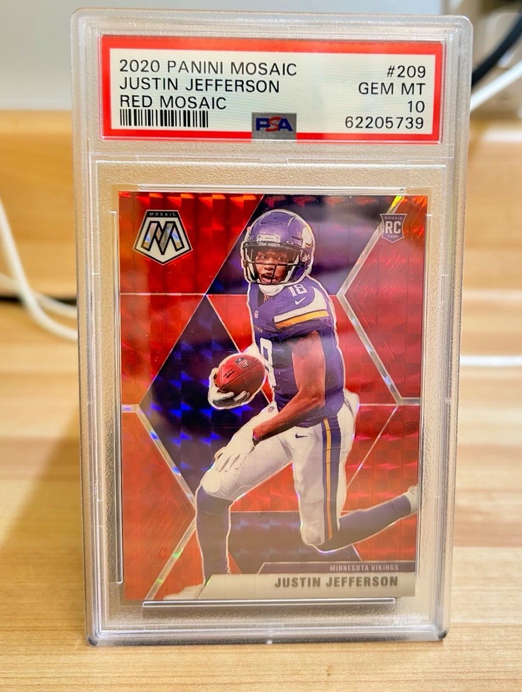 2020 Mosaic ROOKIE CARD Red Mosaic 209 JUSTIN JEFFERSON PSA 10 Gem Mint POP 18