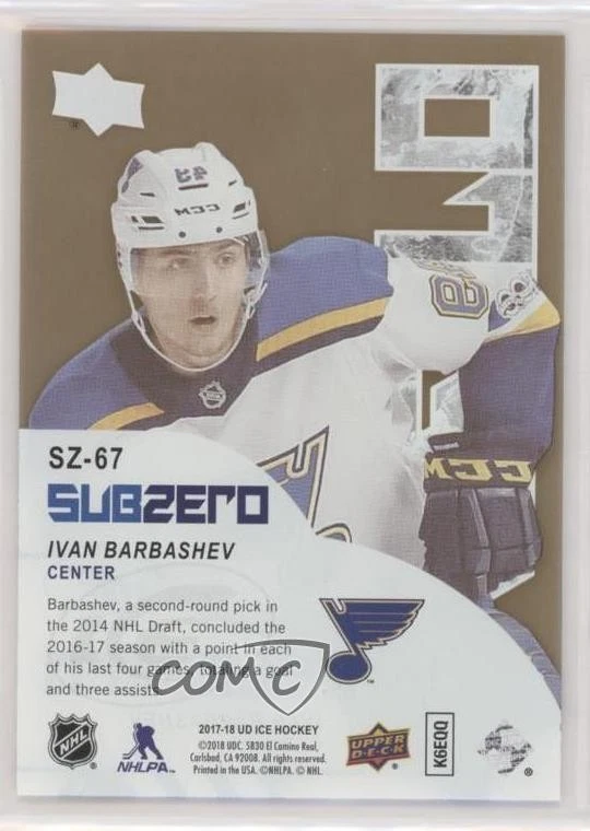 2017-18 Upper Deck Ice Subzero Rookie Gold /24 Ivan Barbashev #SZ-67 Rookie RC - Image 2 of 2