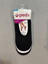 Peds 3 pk Ultra Low Black and White Liner socks Size 8-12 Shoe Size Extended