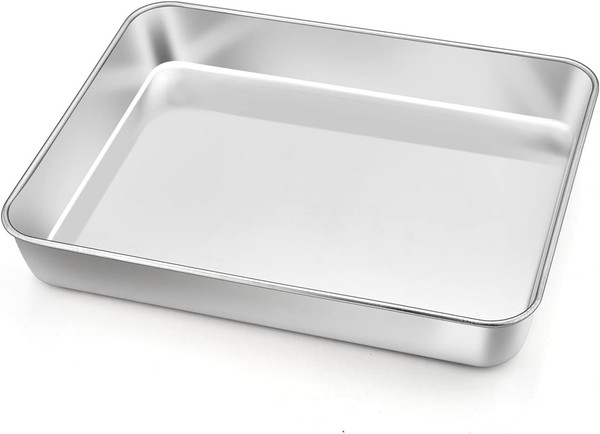 Backblech Edelstahl Rechteckig Tiefes Ofenblech FüR Backen Braten Servieren-image