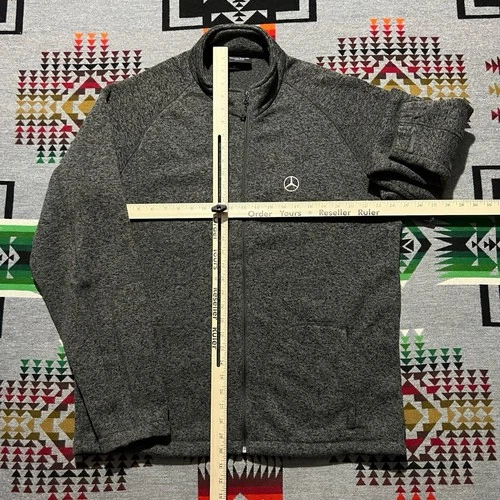 Mercedes-Benz Racing Fleece Jacket Mens XL Gray Embroidered Logo Full Zip R1 image 3