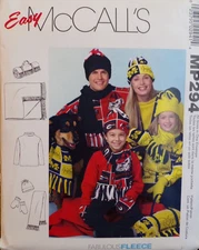 McCall's Sewing Pattern MP294 Family Top Scarf Mittens Hat Blanket All Sizes UC