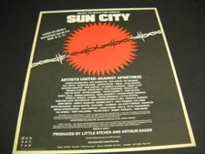 SUN CITY 1985 Promo Poster Ad JOEY RAMONE Stiv Bator DAVID RUFFIN Michael Monroe