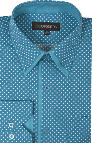Camisa de hombre George Style 100% algodón de lunares Cuello y Cardigan 617 - Imagen 3 de 6