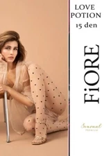 Fiore 'Love Potion' women's tights sheer pretty delicate heart pattern 15 Den