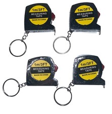 4 Pack - Metal Tape Measure Key Chain 3 foot With Lock Feature