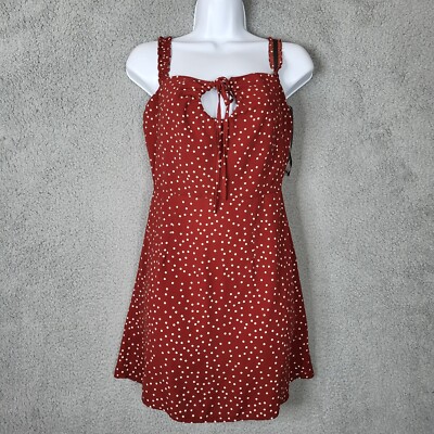 Polly Women s Square Neck Sleeveless Red White polka dot mini dress Size 2