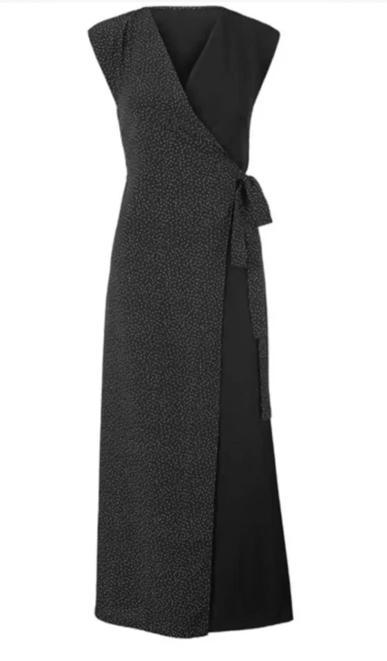 Vestido midi CAbi Night Sky negro blanco a lunares discoteca verdadero envolvente talla S pequeño Foto 3 de 4