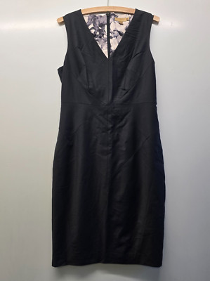 Ted Baker Dress Womens Size 3 UK 12 Black Sleeveless Midi Wool Blend Evening