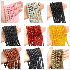 Natural Gemstone Round Spacer Loose Beads Jewelry Making 6mm 8mm 10mm 12mm
