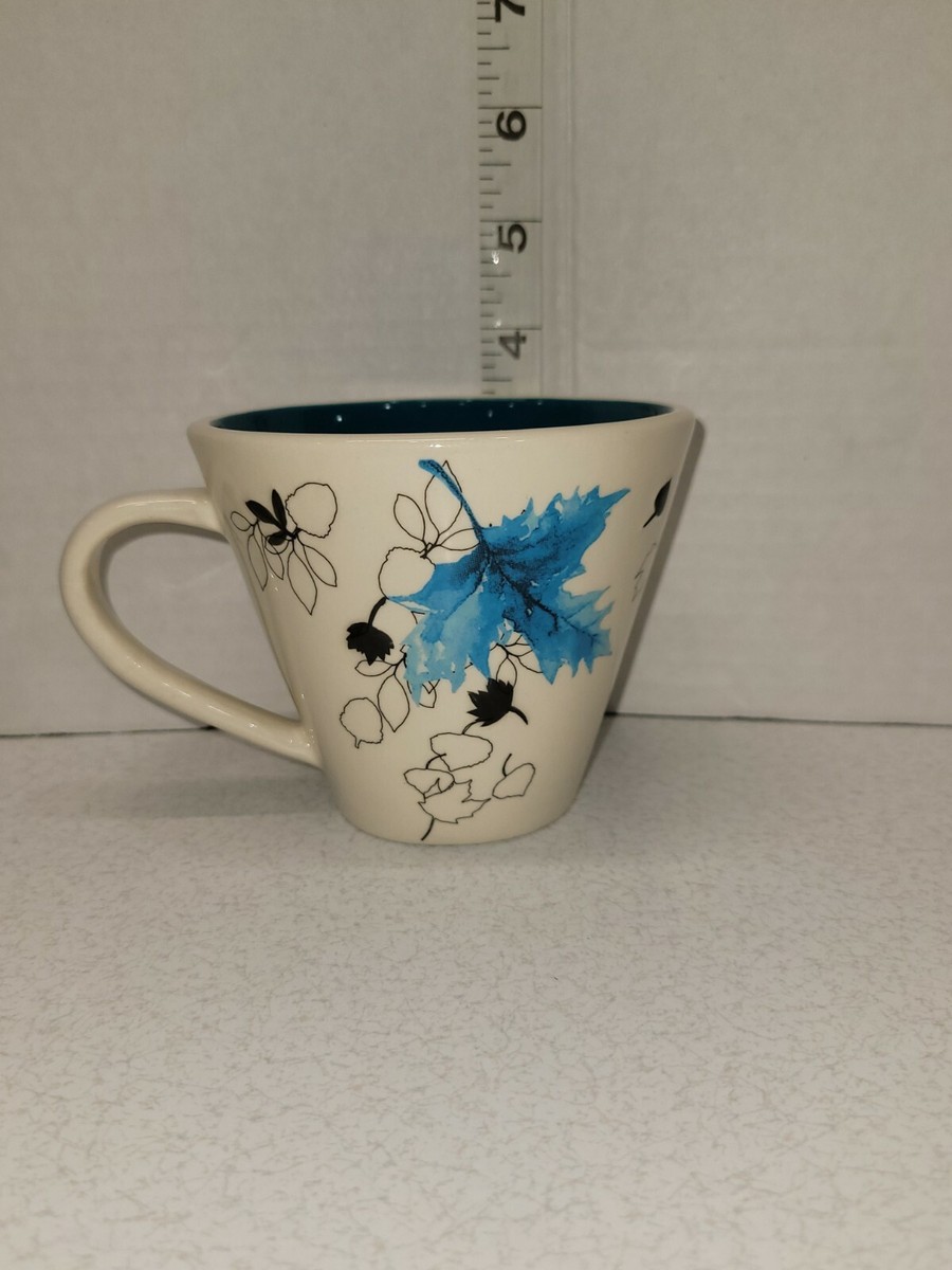 Starbucks 2007 Autumn Falling Blue Leaves Coffee Mug Tea Cup and Saucer 10  oz | eBay