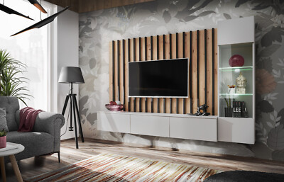 Wohnwand Verde Anbauwand Wohnzimmer Schrankwand Verti Push-Click Grau Artisan 21