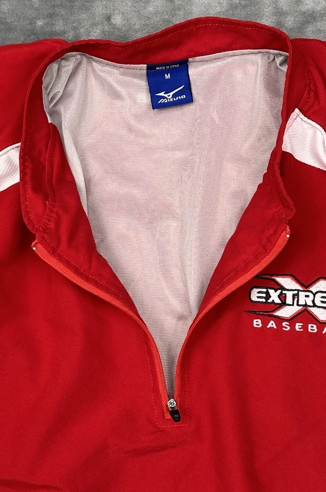 Chaqueta de práctica de bateo de béisbol Mizuno para hombre roja mediana 1/4 cremallera pulóver bolsillos Foto 3 de 4