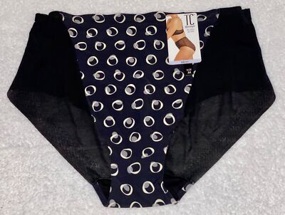 TC FINE INTIMATES Edge Double Dot Lightweight Black Brief Panty Womens M 6 L 7