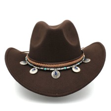 Boys Girls Western Equestrian Cowboy Hat Kids Cattleman Riding Cap Wide Brim New