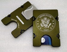 United States Army, Aluminum Wallet/Card Holder, RFID protection, Green