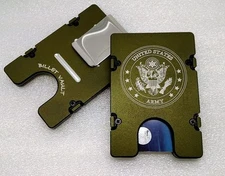 United States Army,  Aluminum Wallet/Card Holder, RFID protection, Green