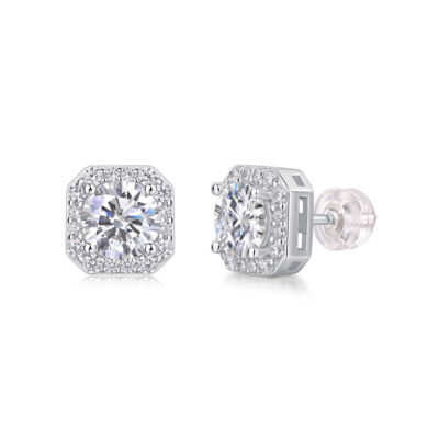 2Ct Round Cut VVS1 Moissanite Solitaire Stud Earrings Solid 925 Sterling Silver