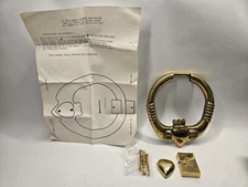 Vintage Claddagh 6”x 7” Brass Door Knocker Classic Celtic Design 